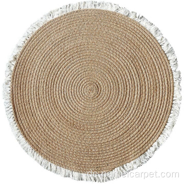 Rundkreis Hanf Jute Teppich Teppichbodenmatte